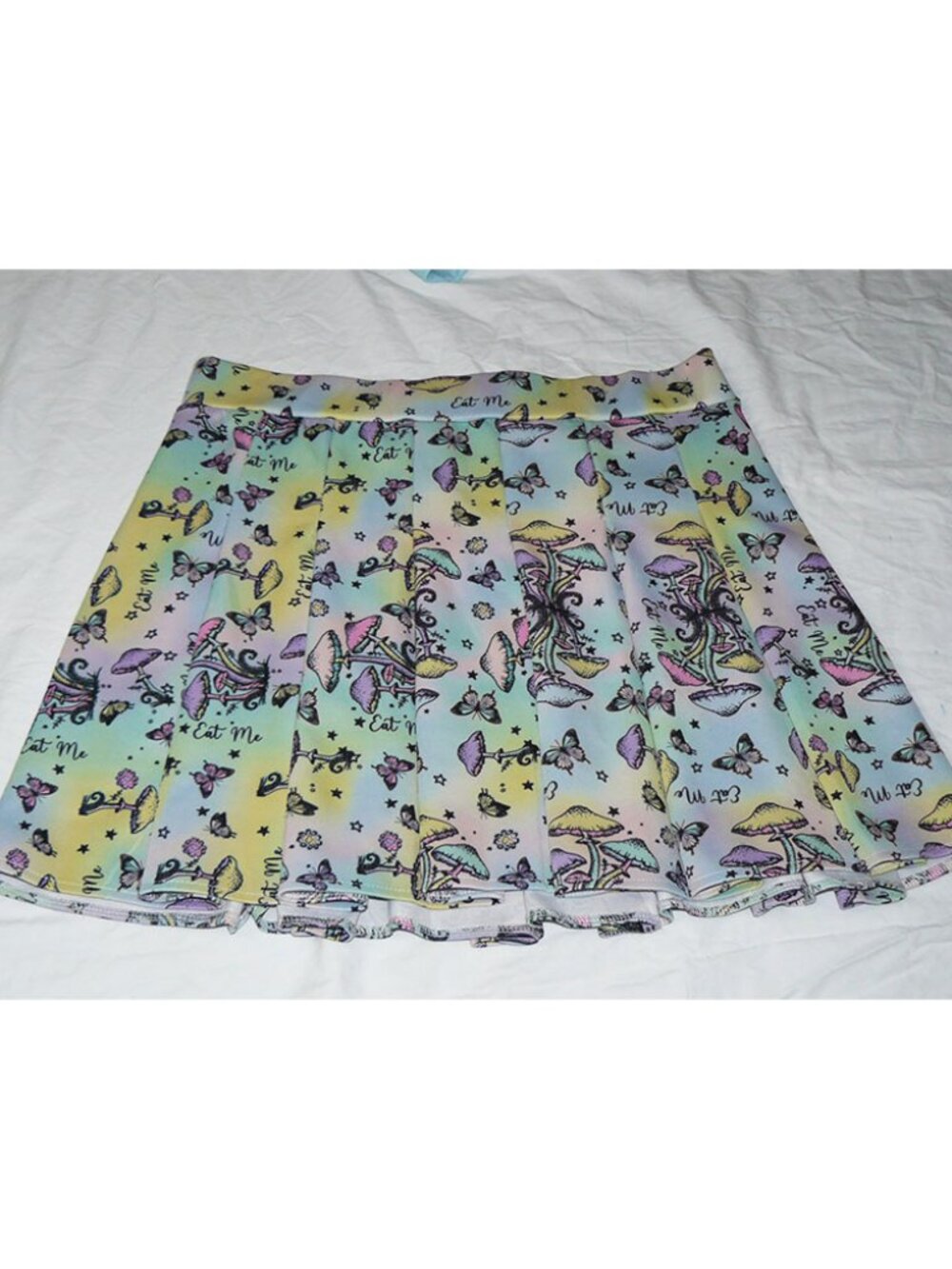 Body Rage Alice in Wonderland Inspired Pleated Pastel Mushroom Skirt  XL, EUC
